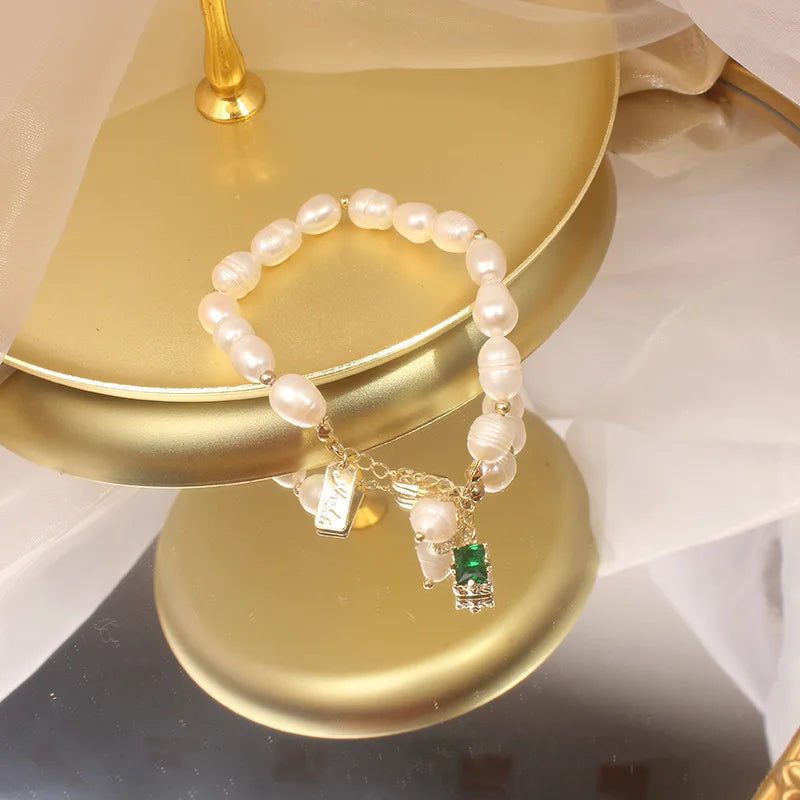 Lumière Pearl & Crystal Charm Bracelet - Flora Jewells