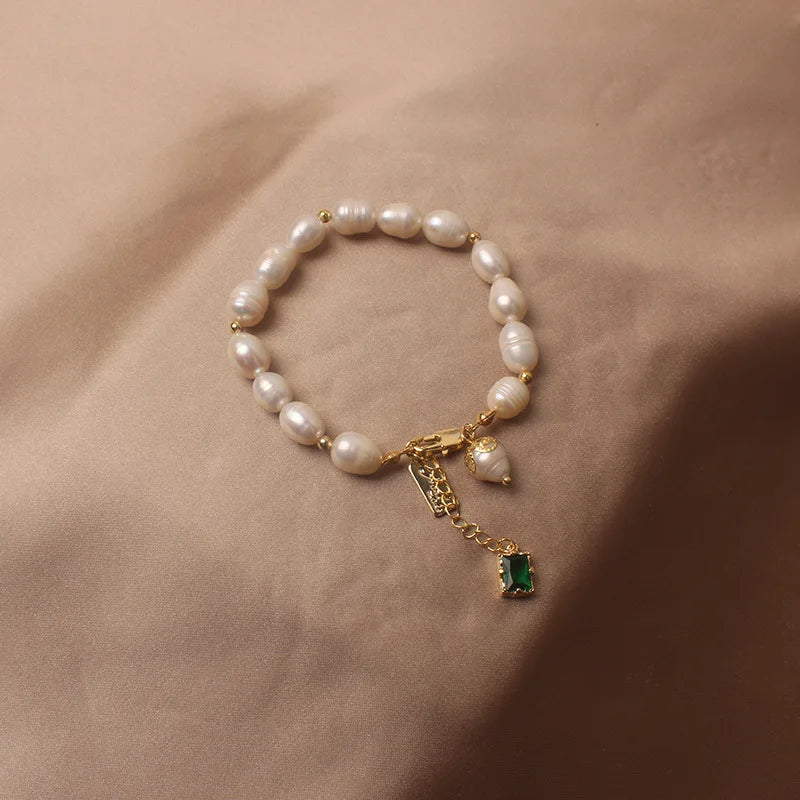 Lumière Pearl & Crystal Charm Bracelet - Flora Jewells