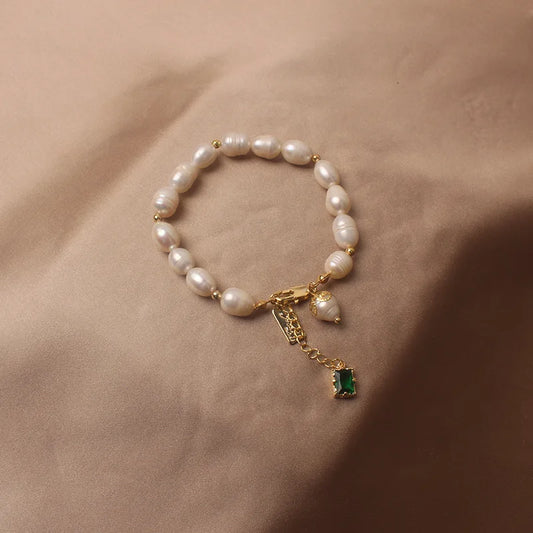 Lumière Pearl & Crystal Charm Bracelet - Flora Jewells