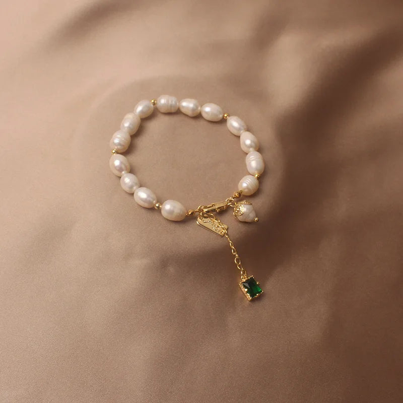 Lumière Pearl & Crystal Charm Bracelet - Flora Jewells