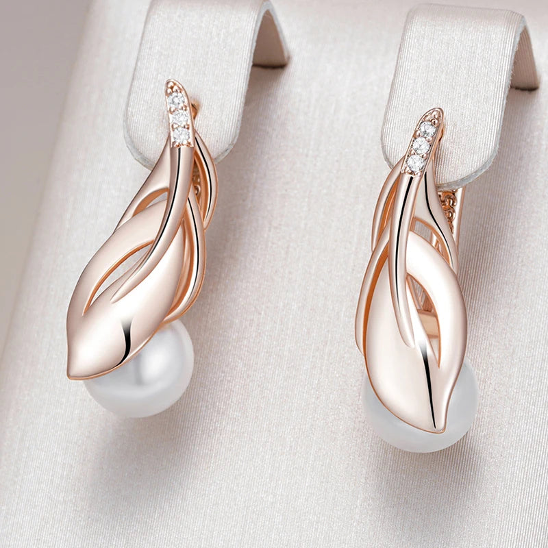 Luna Elegance Pearl Drop Earrings - Flora Jewells