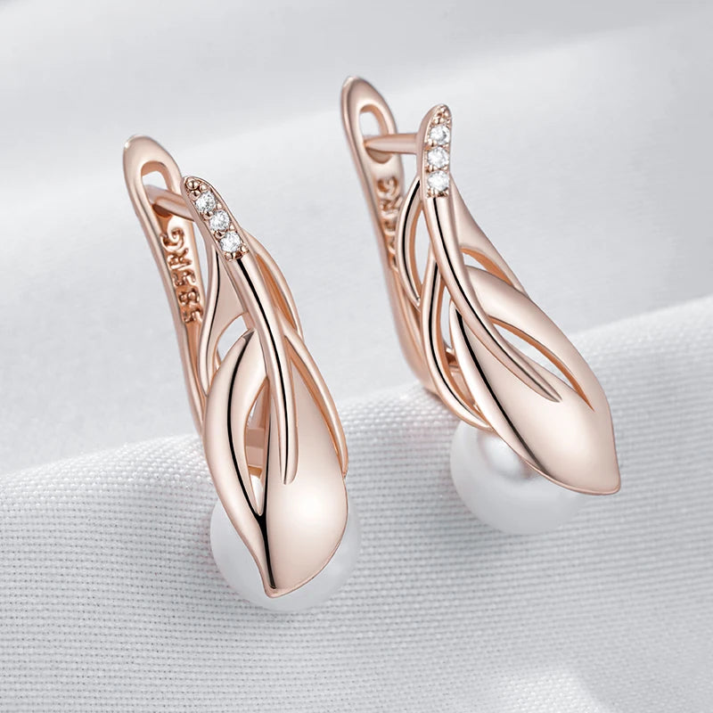 Luna Elegance Pearl Drop Earrings - Flora Jewells