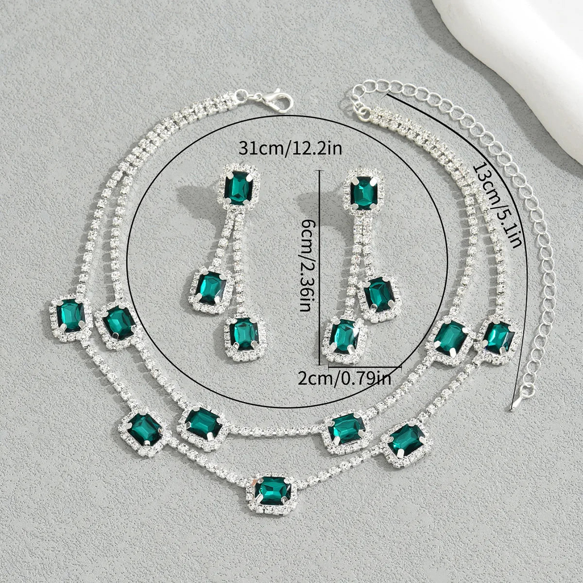 Dazzling Crystal and Diamond Necklace & Earring Set - Flora Jewells