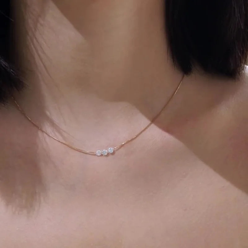 Triple Zircon Necklace - Flora Jewells