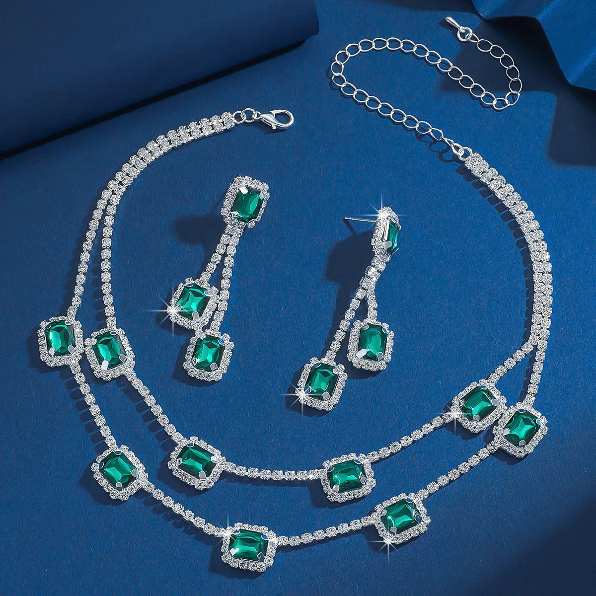 Dazzling Crystal and Diamond Necklace & Earring Set - Flora Jewells